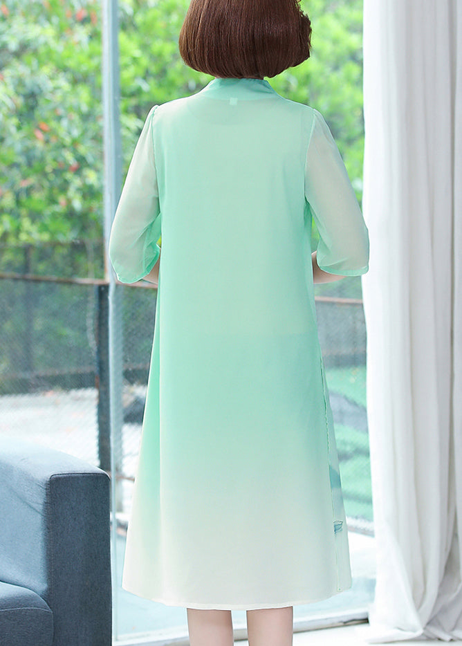 Light Green False Two Pieces Chiffon Dress Summer