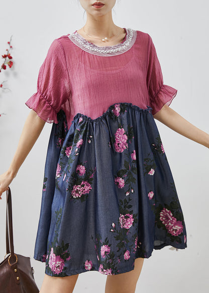 Purple Patchwork Nail Bead Tulle Mini Dresses Summer