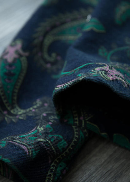Green Gradient Color Hooded Pockets Print Cotton Denim Trench Spring
