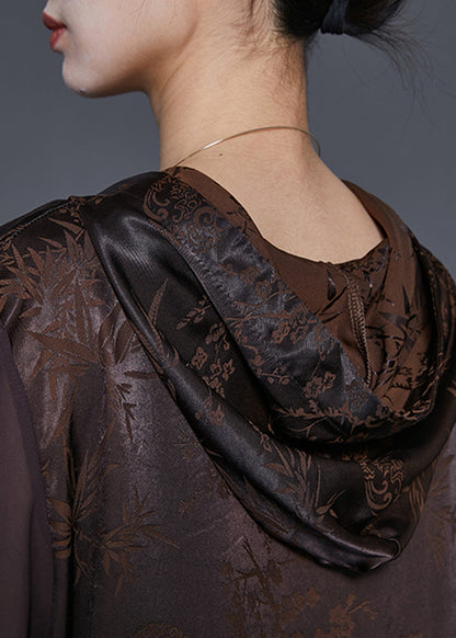 Art Chocolate Jacquard Oversized Patchwork Silk Sets 2 Pieces Spring