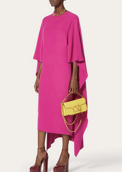 Rose Asymmetrical Design Holiday Maxi Dress Fall