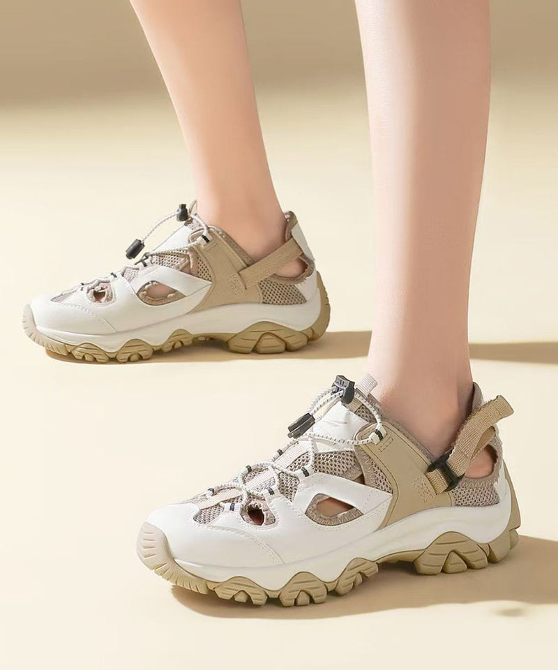 Red Platform Sandals Hollow Out Breathable Mesh