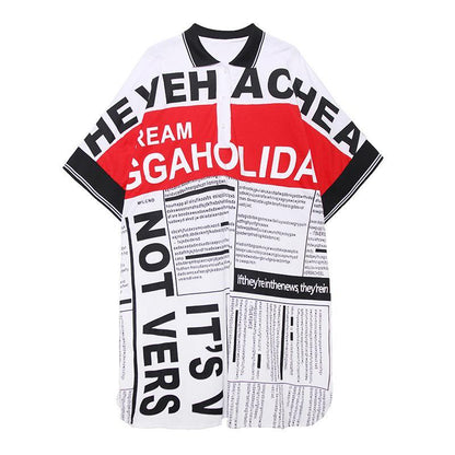 Art Graphic Patchwork Cotton Button Summer Dresses