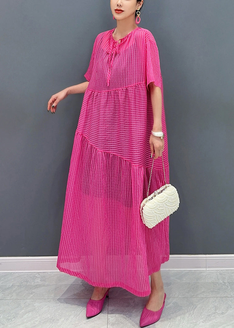 Rose Lace Up Pockets Cotton Long Dress Summer