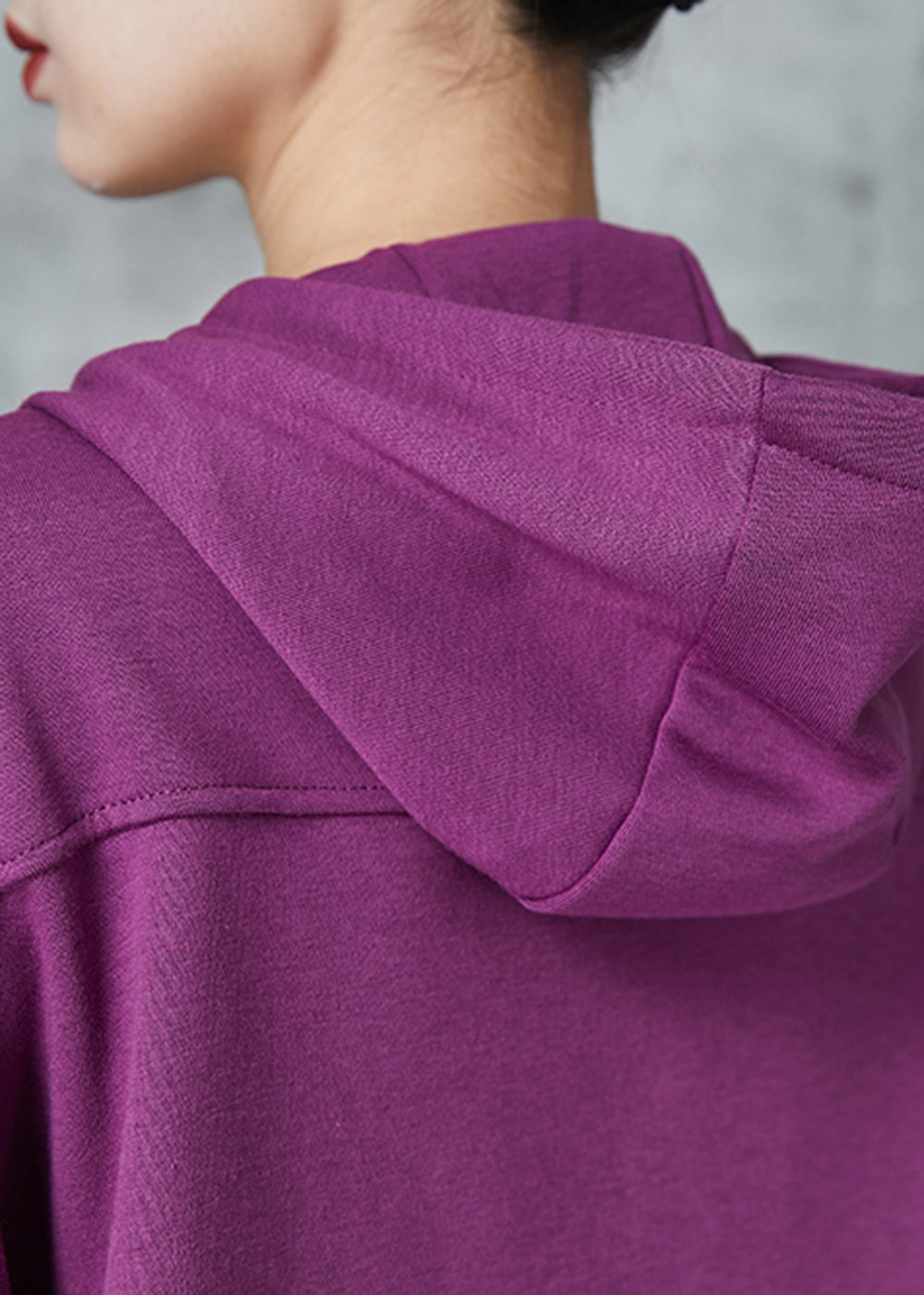 Diy Purple Hooded Drawstring Cotton Pullover Sweatshirt Two Piece Set Spring