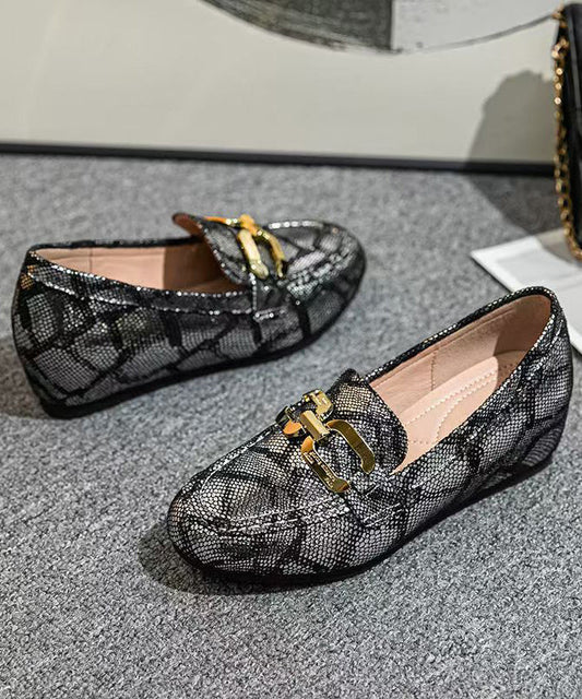 Art Splicing Wedge Loafers for Black Faux Leather