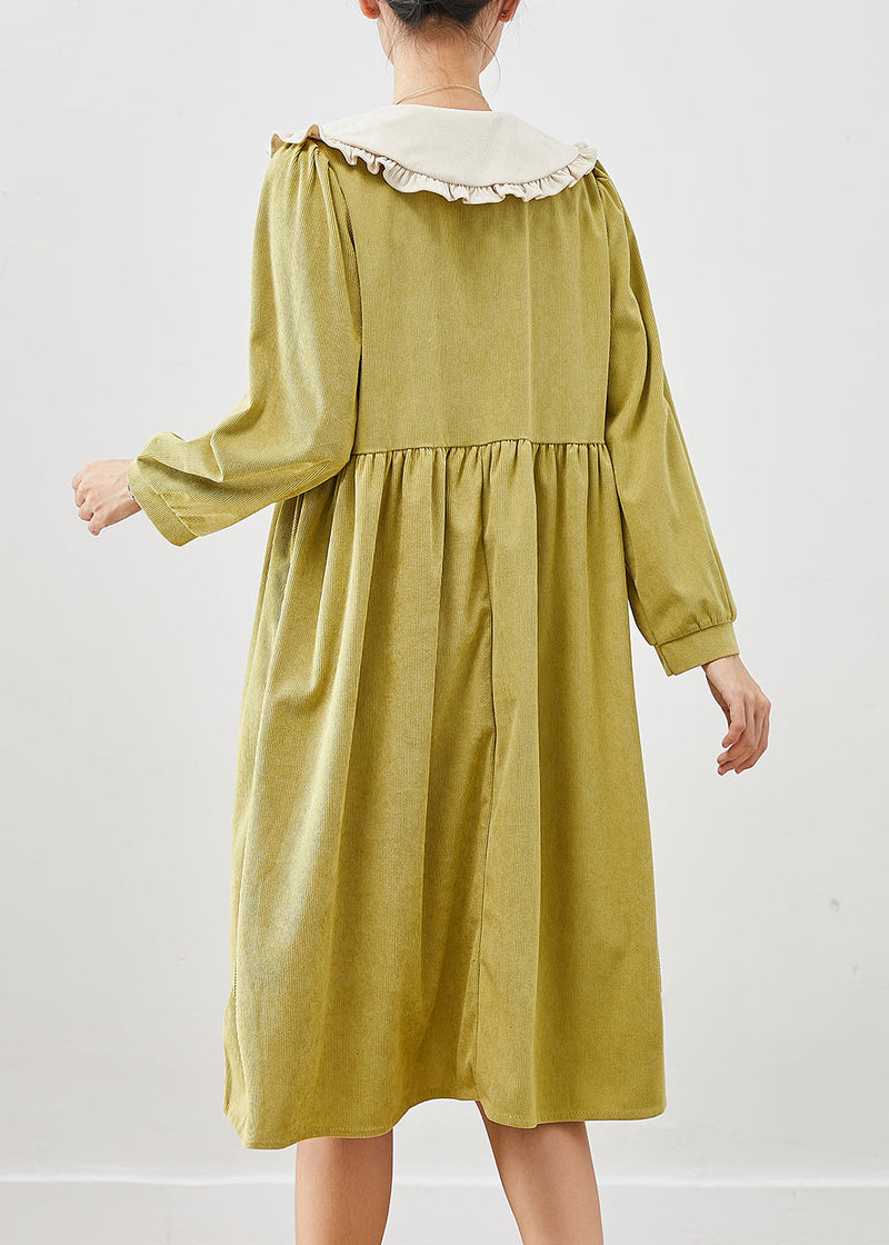 Grass Green Oversized Corduroy Dress Fall