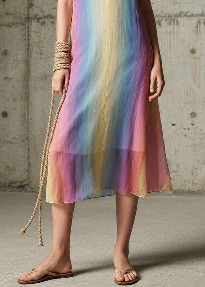Diy Gradient Color Chiffon Spaghetti Strap Dress Dress Summer