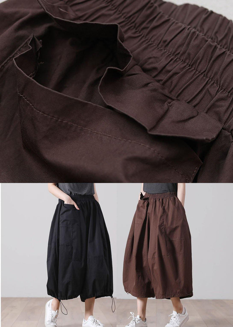 Classy Black Pockets Wide Leg Cotton Pants