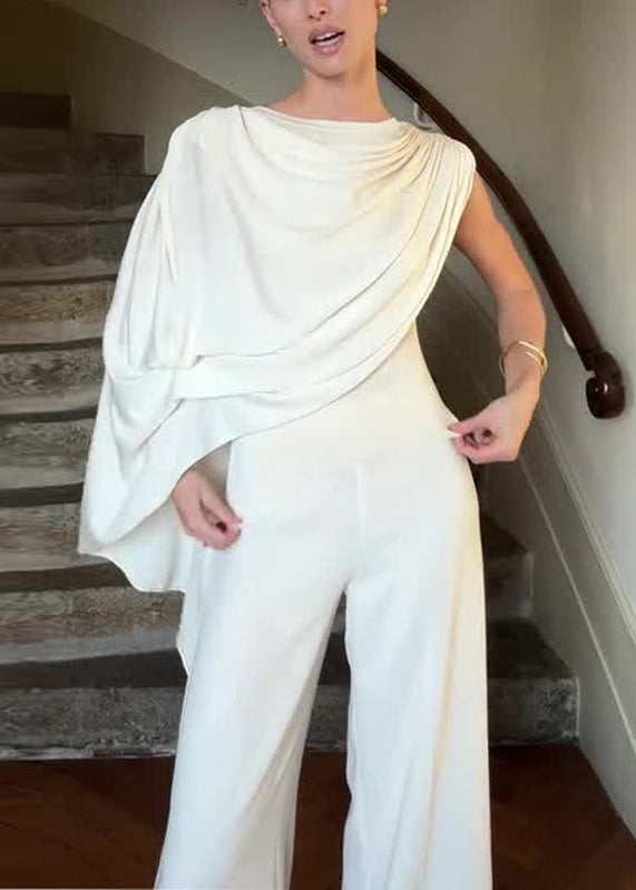 White Asymmetrical Slim Jumpsuits Summer