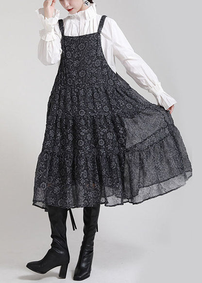 Black Print Patchwork Circle Fall Dress