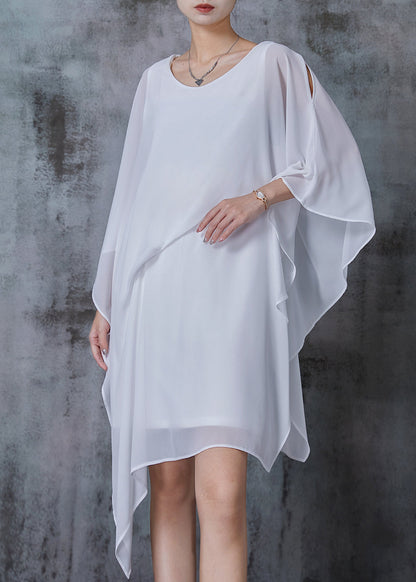 White Cold Shoulder Asymmetrical Design Dresses Summer
