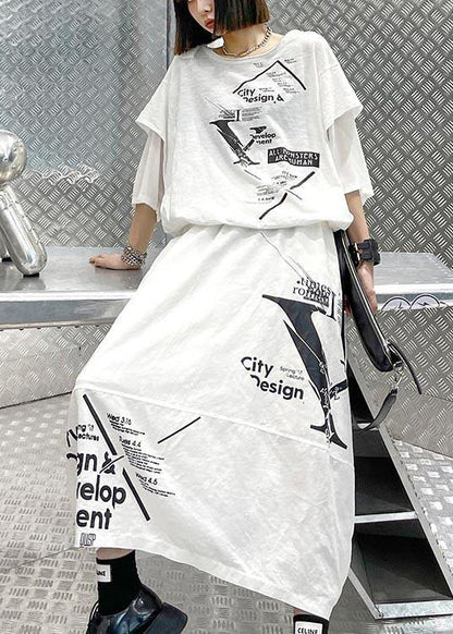 New Style Summer T-shirt Top and Skirt Two Piece Set