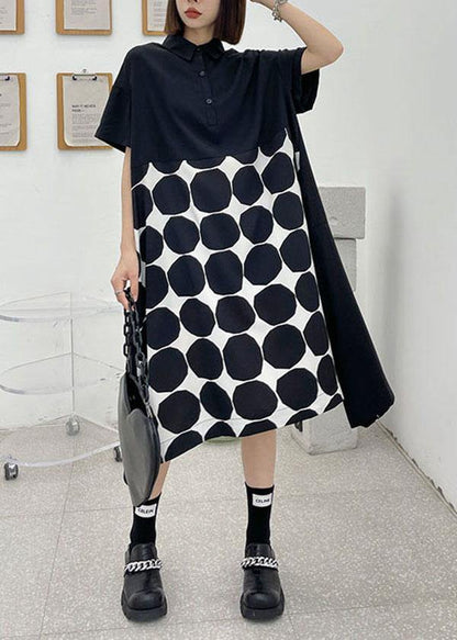 Black Dot Summer Short Sleeve Dress