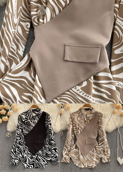Black Asymmetrical Design Chiffon Two Pieces Set Spring
