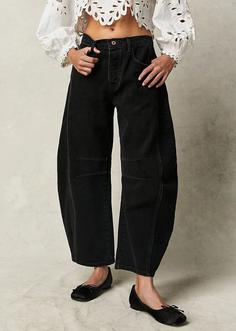 New White High Waist Patchwork Denim Crop Pants