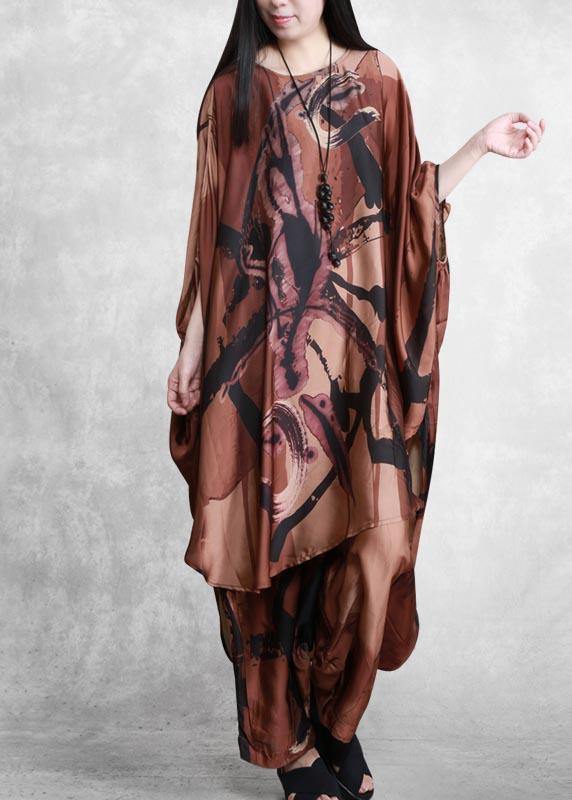 Large Loose Silk Two Piece Suit Irregular Personality Bat Sleeve Suit