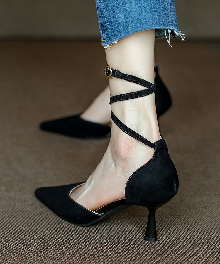 Leopard Lace Up High Heel Suede Sandals