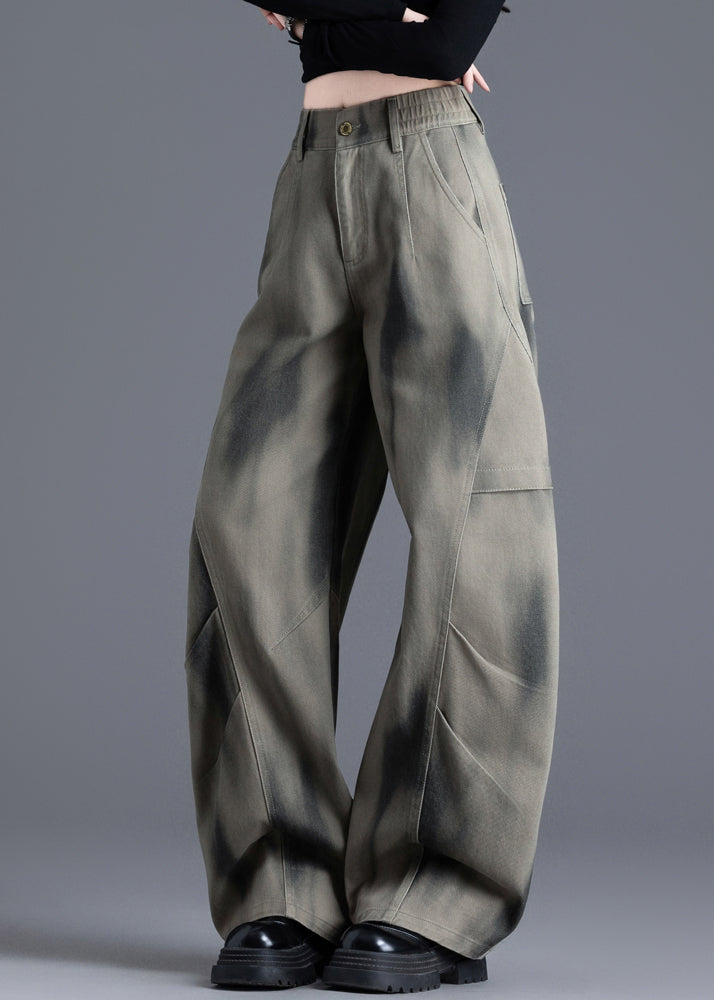 Tie Dye Print Elastic Waist Denim Pants Spring