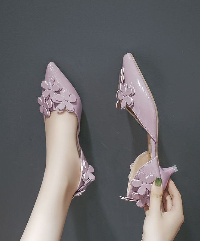 Purple Kitten Heels Splicing Pointed Toe