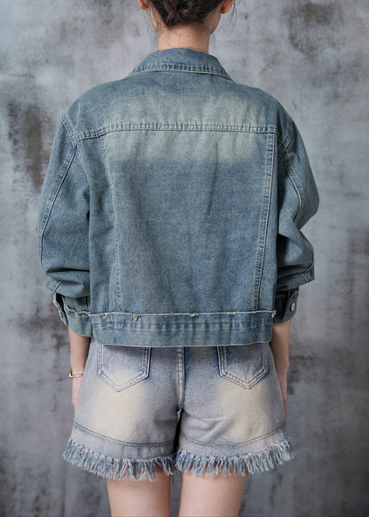 Blue Oversized Denim Coat Fall