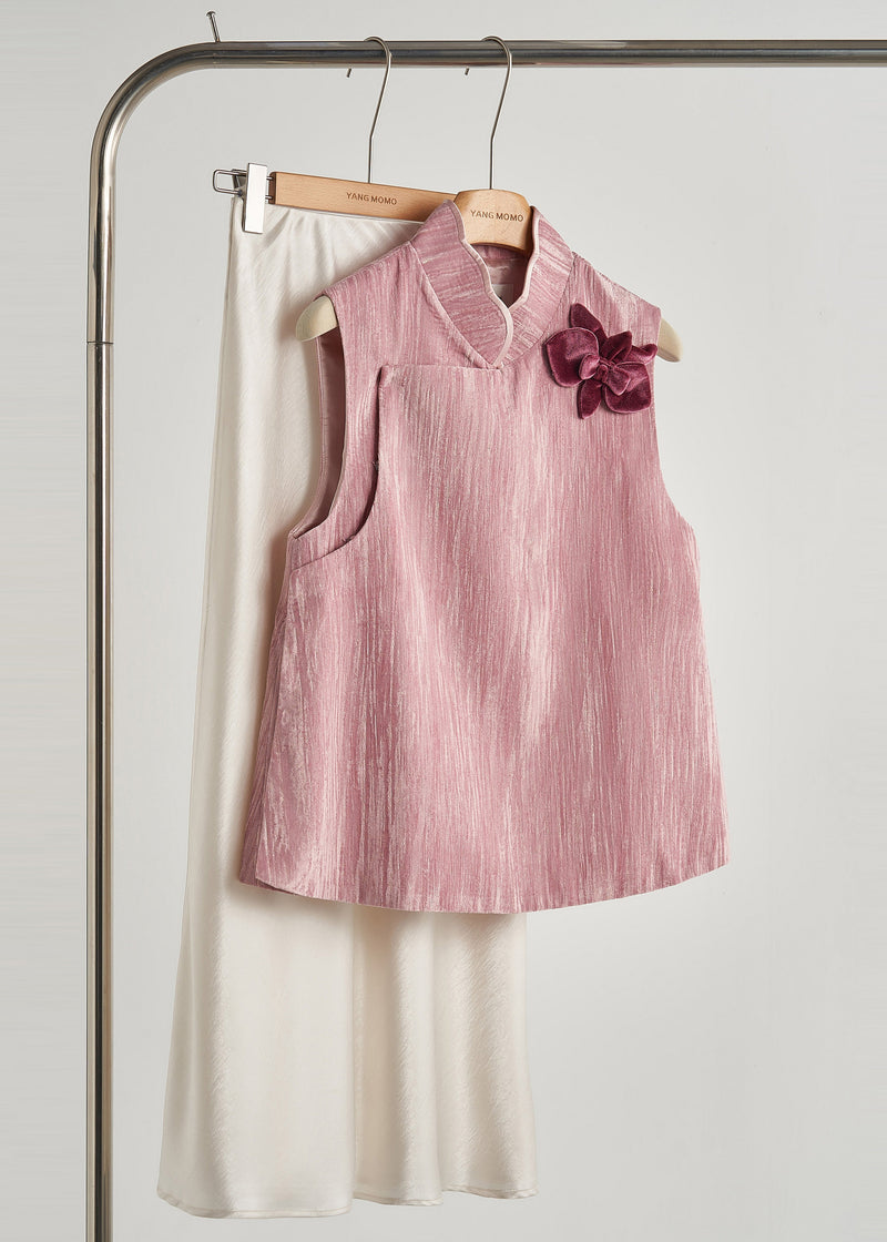 Unique Rose Decorated Silk Velour Vests Fall