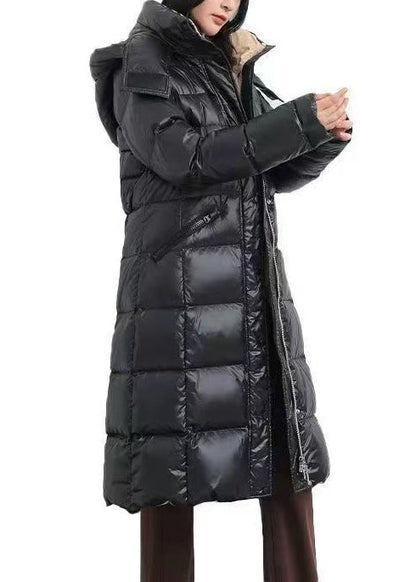 Black Hooded Warm Duck Down Down Coat Winter