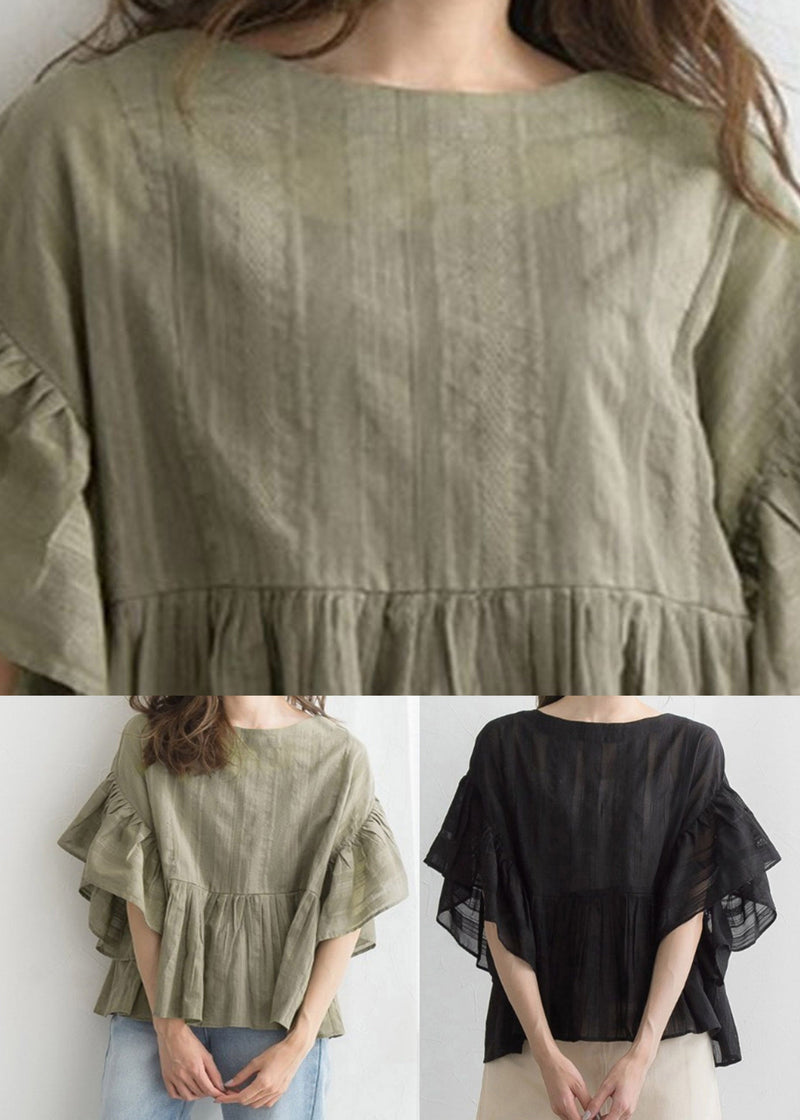 Black O-neck Lantern Sleeve Shirt Lantern Sleeve