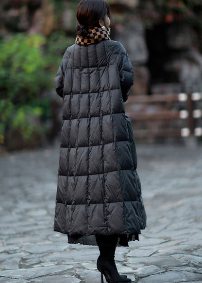 Black Oversized Pockets Duck Down Coat Winter