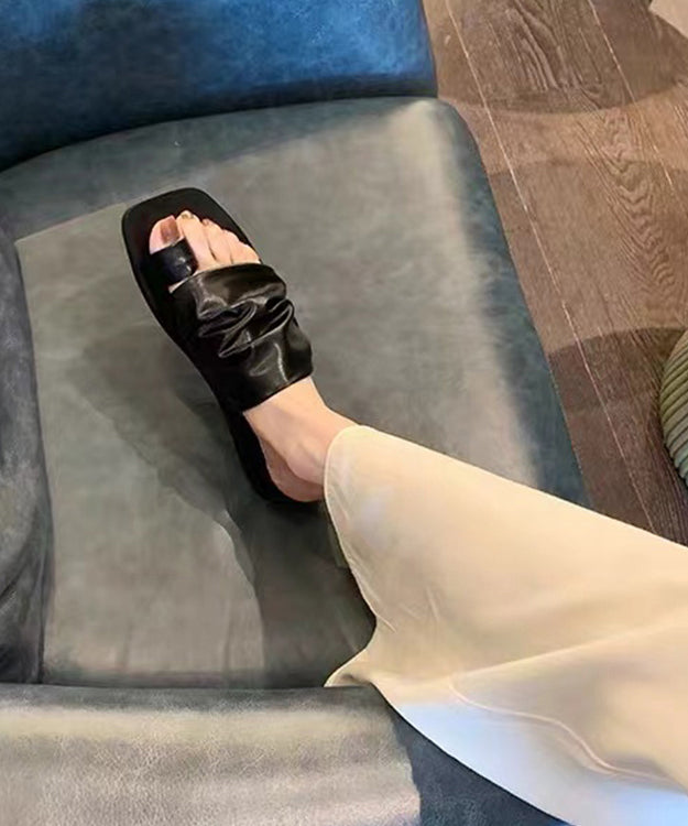 Summer New White Toe Flat Wrinkled Slippers
