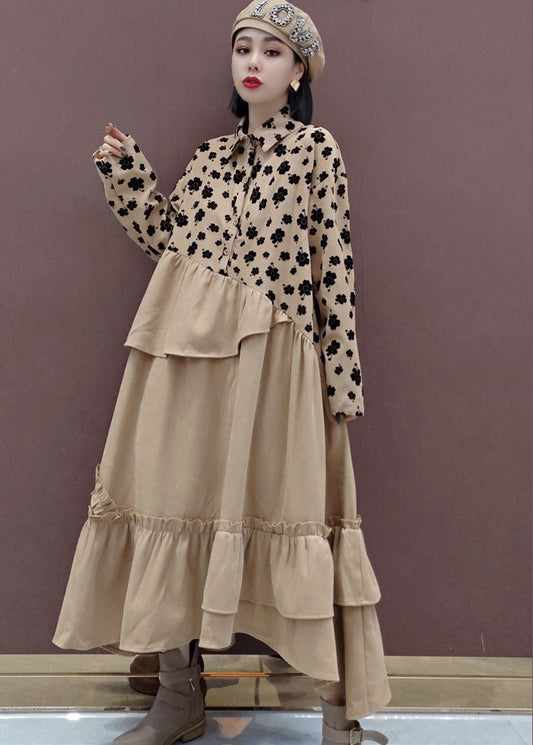 Peter Pan Collar Patchwork Print Shirts Dress Spring