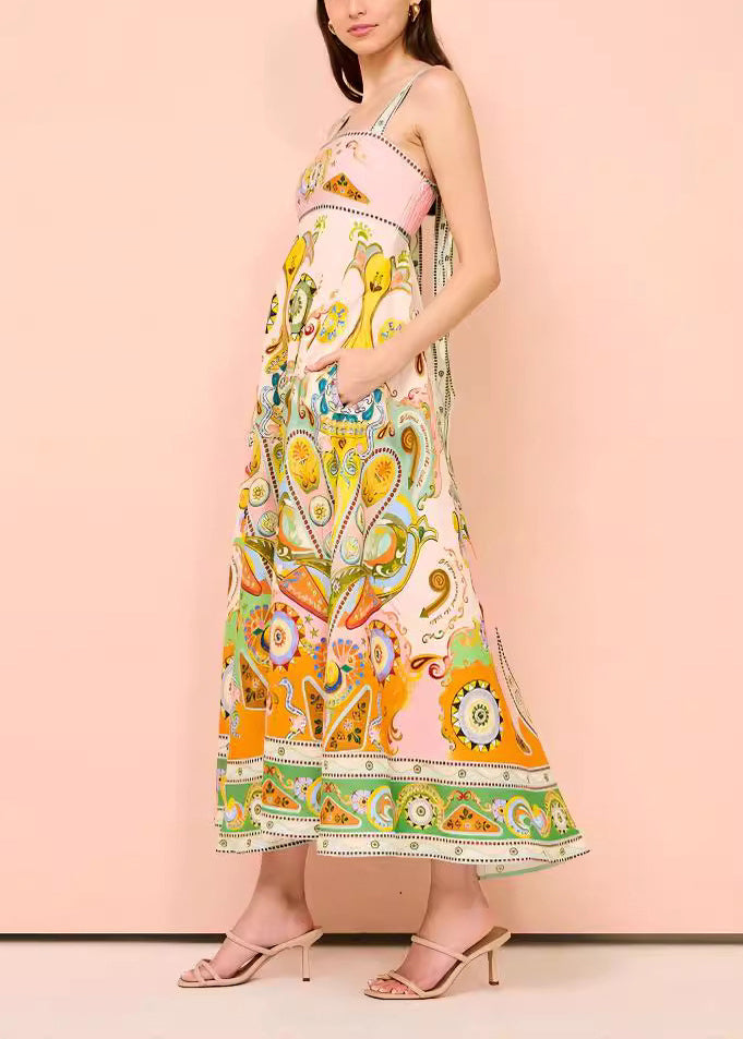 Print Long Spaghetti Strap Sundress Summer