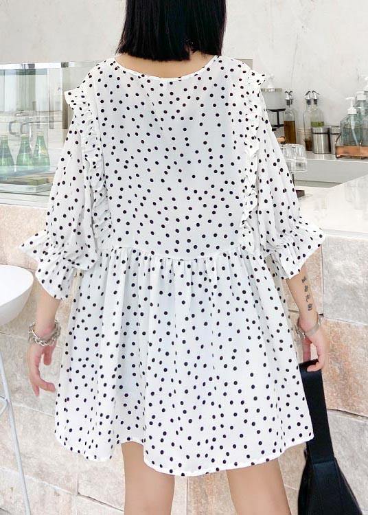 Temperament White Dot Chiffon Shirt