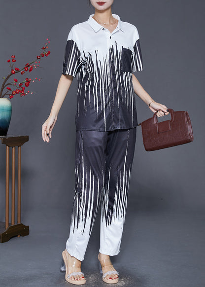 Gradient Color Oversized Ice Silk Two Pieces Set Fall