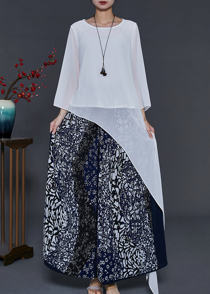 Style Asymmetrical Patchwork Chiffon Two Pieces Set Summer