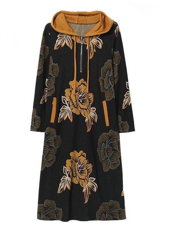 Cinched Velour Hooded Dress Fall