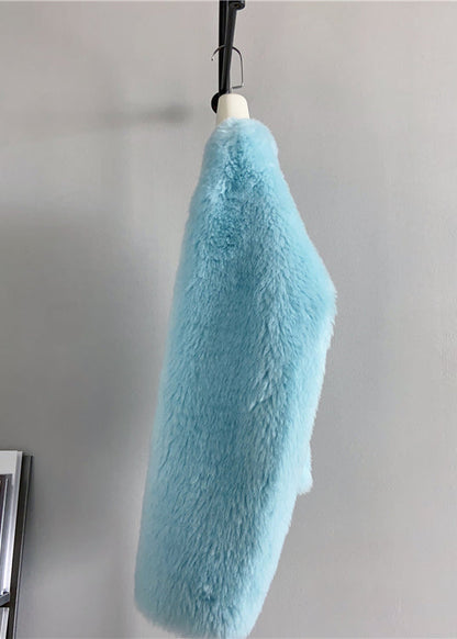 Boutique Blue V Neck Wool Short Coat Winter