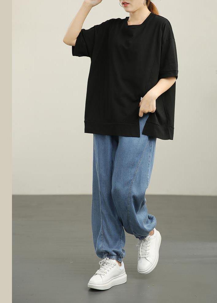 French Black Side Open Cotton Top Summer