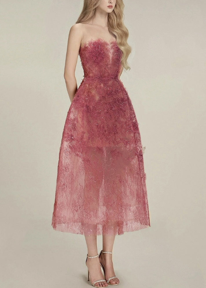 Cold Shoulder Sequins High Waist Lace Long Dress Sleeveless