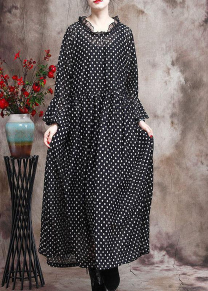 Diy Khaki Dot Silk Patchwork Lace Mid Dress Summer