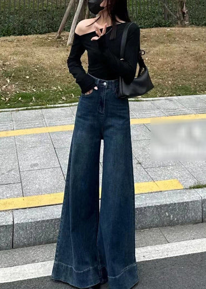 Navy Oversized Denim Wide Leg Pants Fall