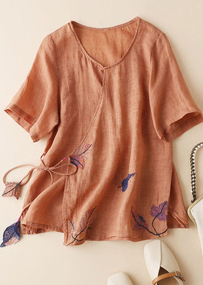White Embroideried Tie Waist Linen Tank Summer