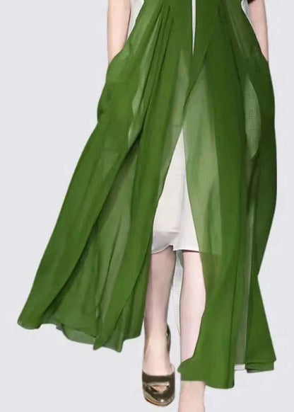 Italian Green Silk Dress Long Sleeves Summer
