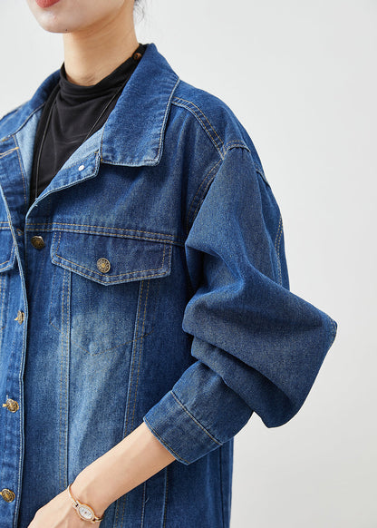Blue Oversized Button Down Denim Trench Fall