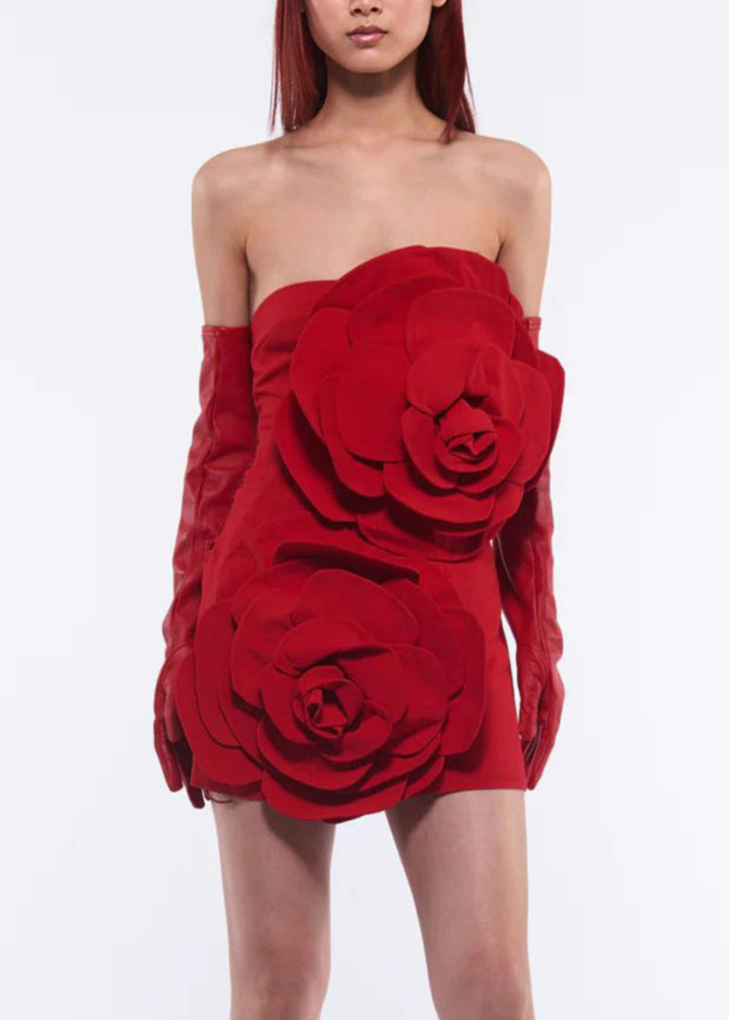 Red Bustier Mid Dress Sleeveles