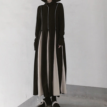 Style Black Clothes for High Neck Patchwork a Line Dresses