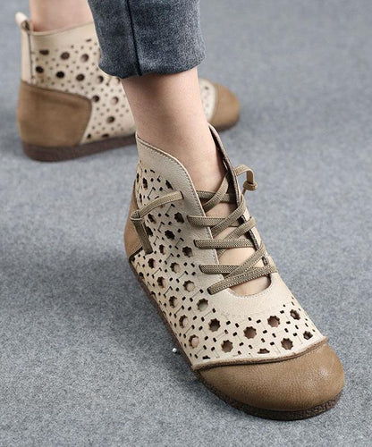 Brown Genuine Leather Ankle Boots