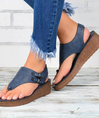 Black Buckle Strap Splicing Peep Toe Platform Sandals