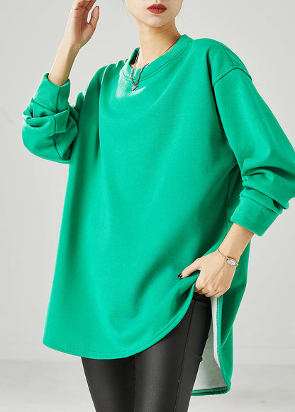 Green Oversized Warm Fleece Sweatshirts Top Spring