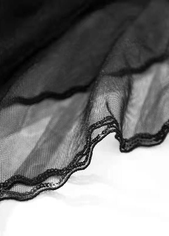 Art Black Sequins Ruffles Fall Skirts